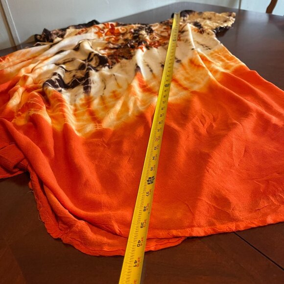 Tie-Dye Womens Free Size Dress Beach By Exist Orange & Brown Floral Embroidery - Picture 9 of 11